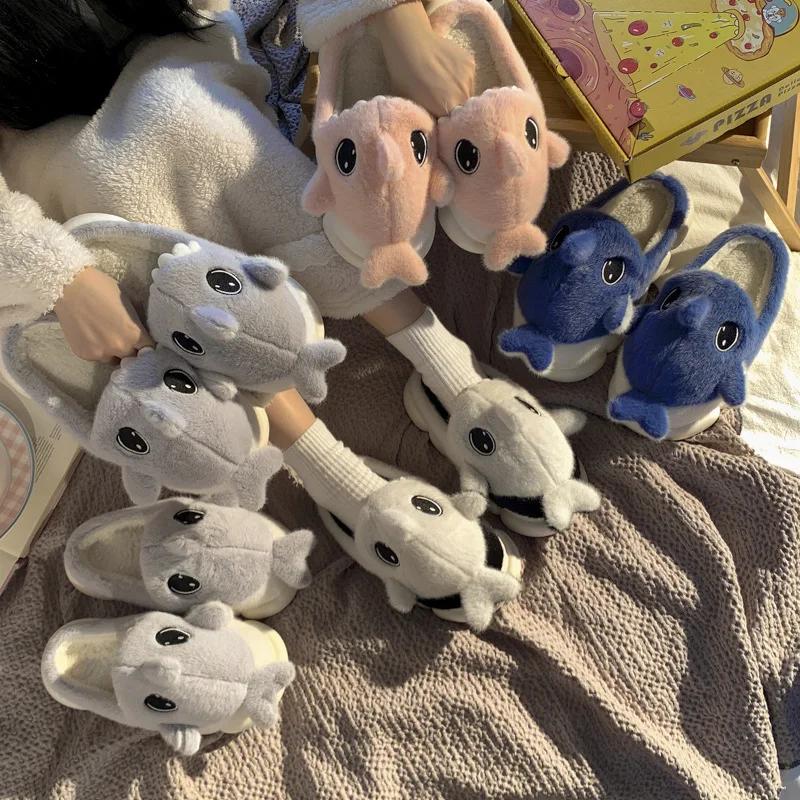 Fashion Casual Fluffy Slippers Women House Flat Cartoon Designer Shoes Girls Funny Fashion Winter Platform Footwear Cute Home Large Size