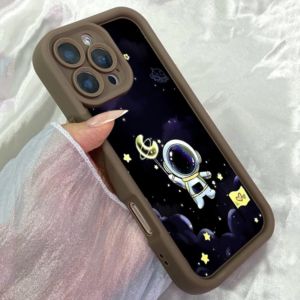 JT220 Cute Spaceman Alien for iPhone 17 16 15 Pro Max Samsung S26 S25 Ultra A17 A16 A07 A56 A15 A06 Xiaomi 15T Redmi 15c 14C Soft TPU Case