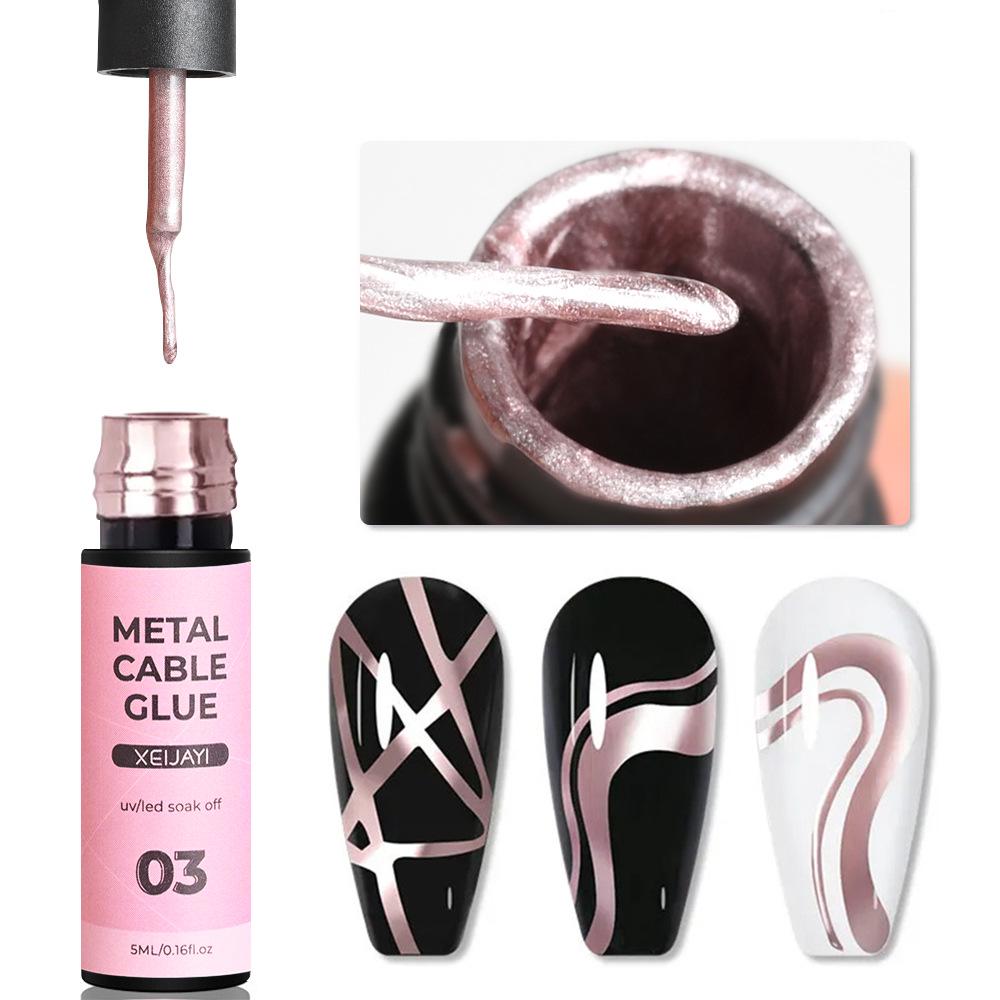 5ml Cross-Border Metallic Gold & Silver Line Drawing Gel for Nail Art - High-Density UV/LED Gel