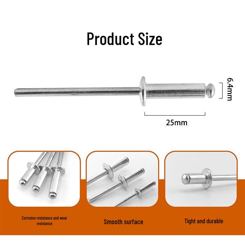 50 Stück 6,4x25mm Blindnieten für Bauwesen & Metallverarbeitung