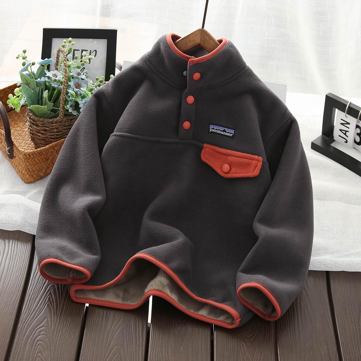 

Нова тепла чоловіча толстовка з флісовою підкладкою та коміром-стійкою для осені та зими 120 темно-сірий