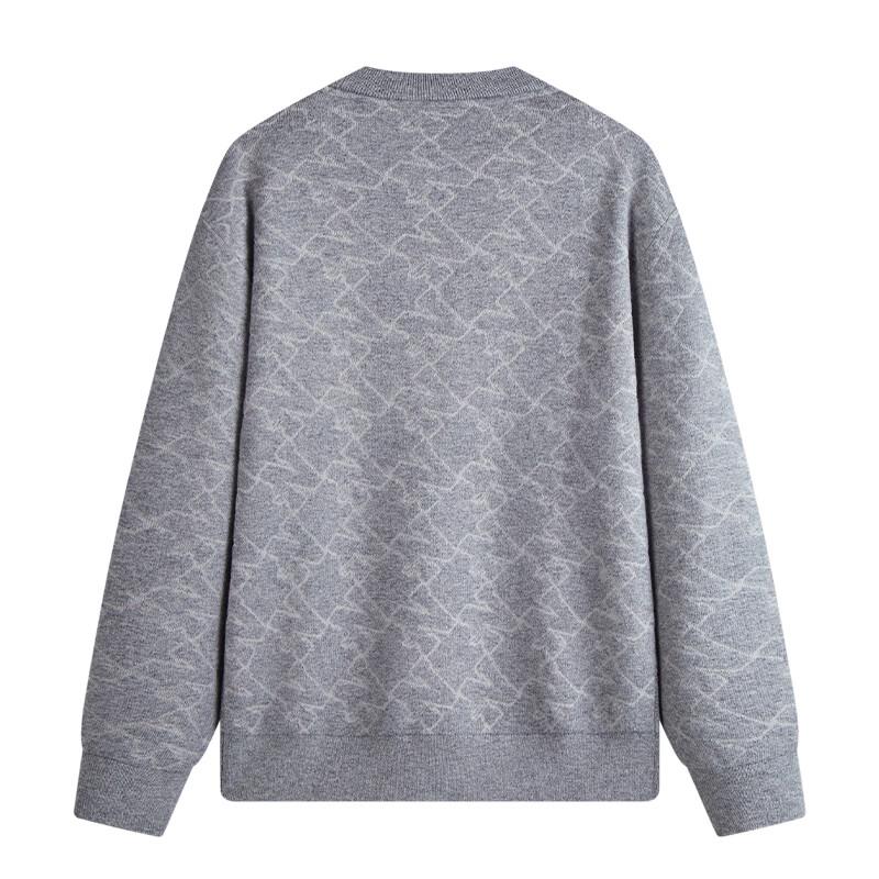 NVG·YOUNG Men's Letter Knit Round Neck Wool Blend Sweater