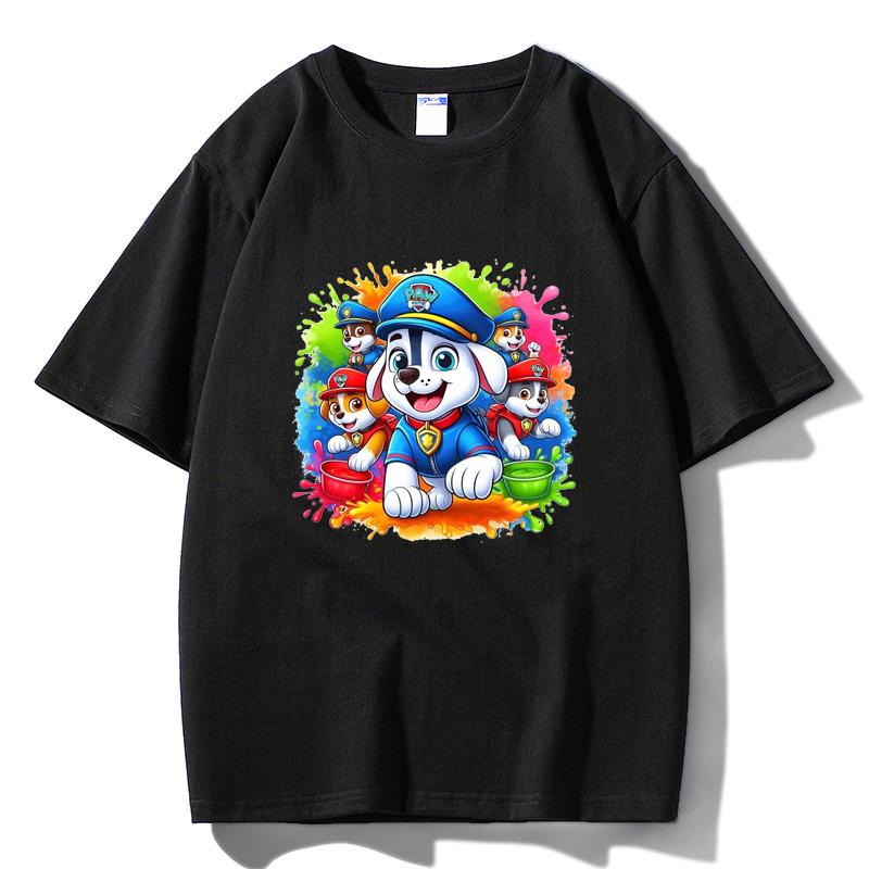 

M08 MINISO 2026 Summer Men Women Print Oversized T-shirt Casual Cotton Tee XS чёрный
