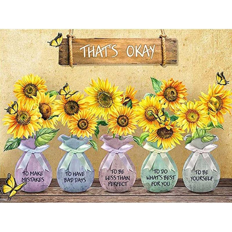 

5d Полная Алмазная картина Подсолнух Алмазная мозаика Цветок Набор для вышивки крестом Рукоделие Картины Настенное искусство Full Round 20x30CM