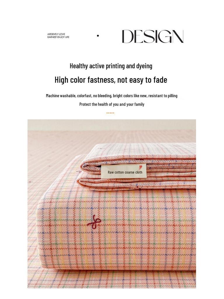 Coarse Cotton Bed Sheet: Student Dormitory Single/Double Linen 3-Piece Set