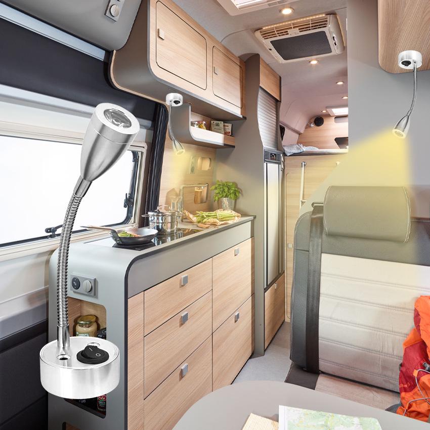 12V LED RV Bedside Spotlight 3W - Low Voltage Car/Boat/Yacht Reading Light