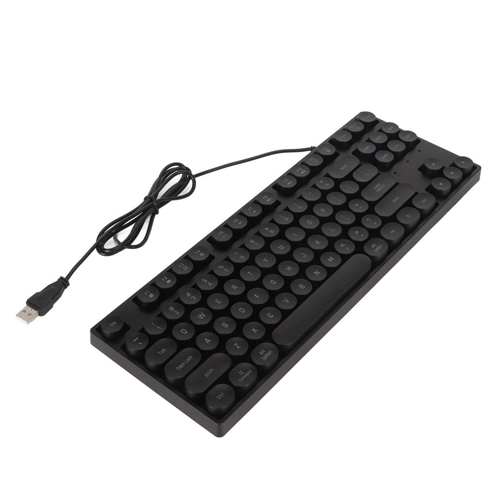 Gaming Keyboard USB Round 87 Keys Colorful Backlit Ergonomic Mechanical Touch Wired Keyboard for Desktop Laptop PC Black
