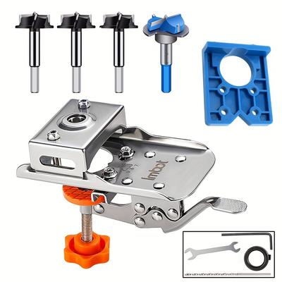 35mm Concealed Hinge Drilling Jig,with 4pcs Hinge Hole openerHinge Boring Hole Drill Guide Locator for Door Cabinet Installation