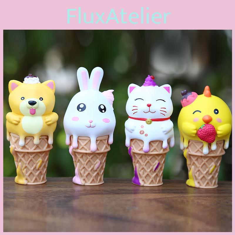Delightful Ice Cream Animal Collectible Figurines Cute Shiba Inu Rabbit Panda Desk Decor