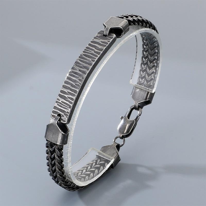 2026 Simple Ins Wind Positive Anti-chain Bracelet, Creative Curved Brand Texture Men's Bracelet