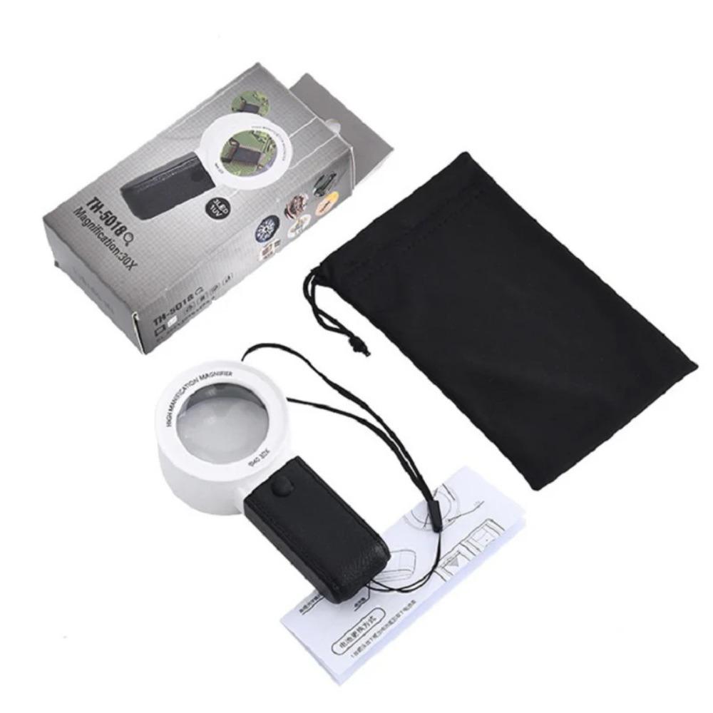Handheld 30X Magnifying Glass with Professional LED Light Jewelry Appraisal Magnifying Glass