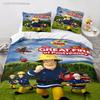 3D Print Cartoon Fireman Sam Bedding Set Duvet Cover With Pillowcase Single Double Twin Full Queen King Size