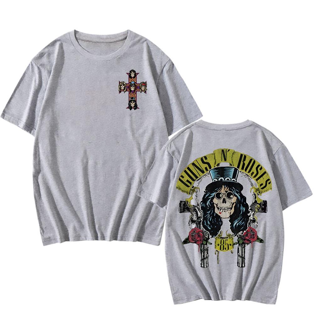 Guns N Roses T Shirt Cartoon Print Harajuku Grunge Tee-shirt Camisetas Heavy Metal Music Cotton Tshirt Ropa Hombre Punk Clothing