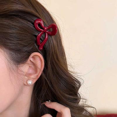 Hair Pin Stable Non-Slip Mini Bow Shape Alloy Hair Pin Glossy Surface Fade-Resistant Hair Clip Hair Accessory