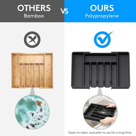 Dinnerware Storage Box Retractable Classification Organization Large Capacity Tableware Tray Cosmetic Jewelry Stationery Drawer