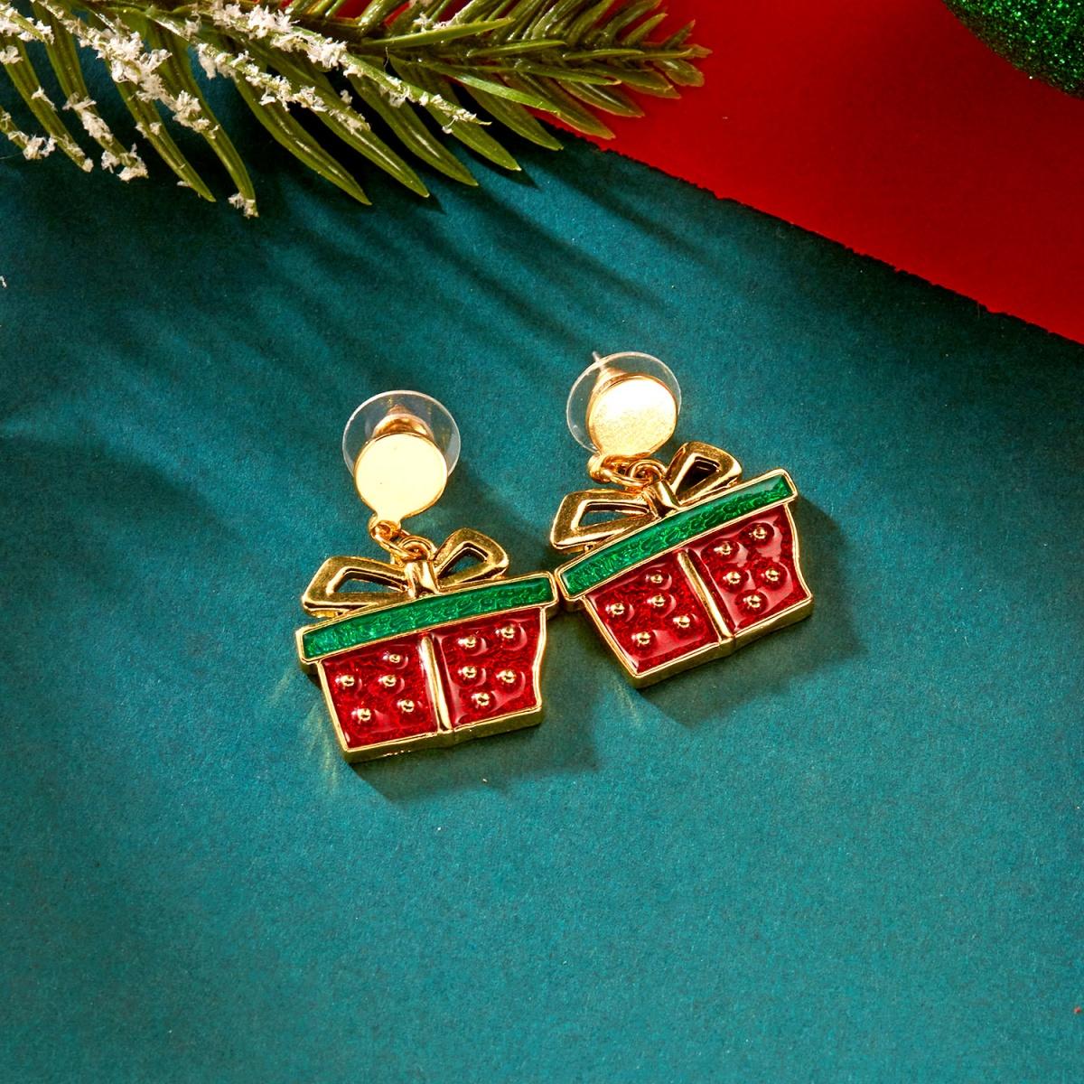 

Christmas Enamel Santa Claus Xmas Tree Gift Box Star Glove Bracelet Necklace Earrings Set Jewelry Set Holiday Gift For Women Men