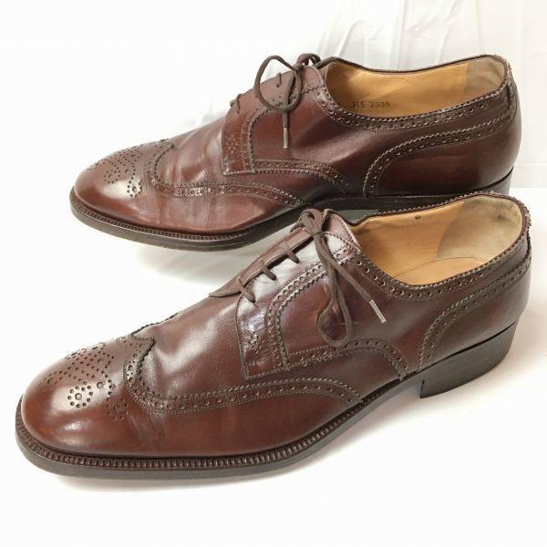 

80s90s Vintage Made in Italy J.R. BARRETT Size 11 (29.030.0cm) All Leather Wingtip Business Shoes Brown