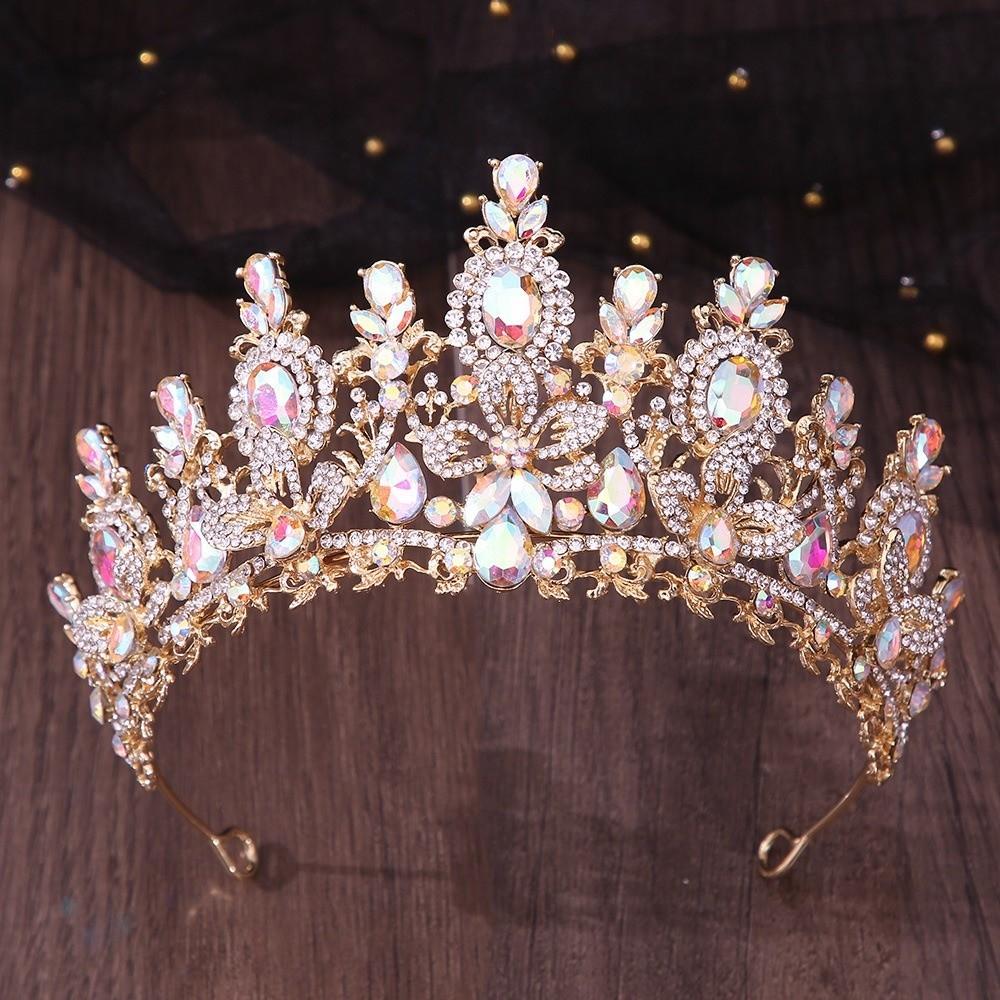 Luxurious Crystal Crown Handmade Baroque Headpiece Rhinestone Headband Bridal Tiara Birthday Party