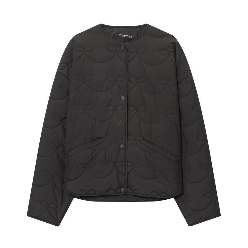 

Za New Fall Women s Clothing 2025 Fashion Style Fashion All-Match Bows Quilting Outwear 3046828 712 Black L