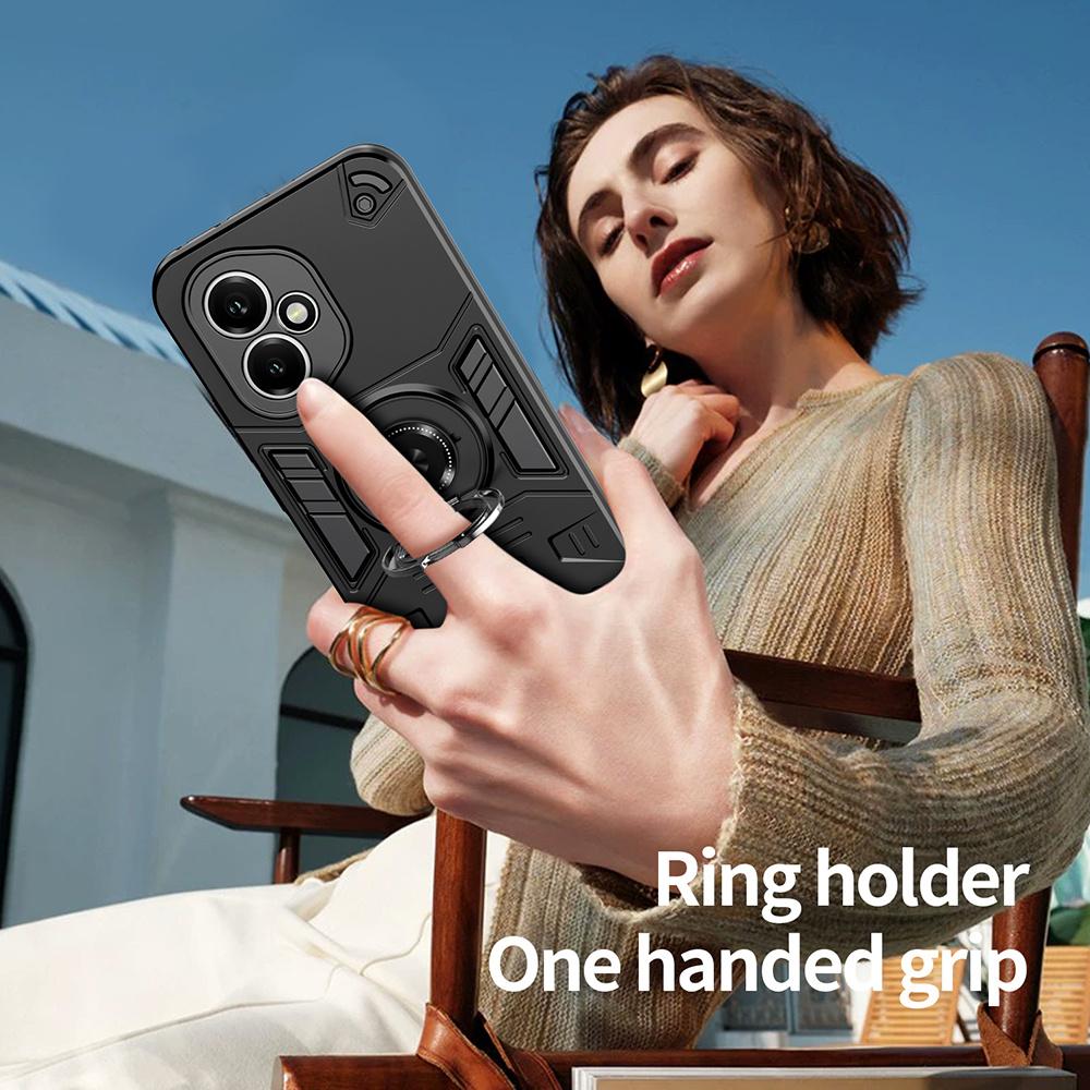 For Honor 400 5G (Global) Case with Ring Holder Kickstand PC + TPU Anti-Fall Phone Cover