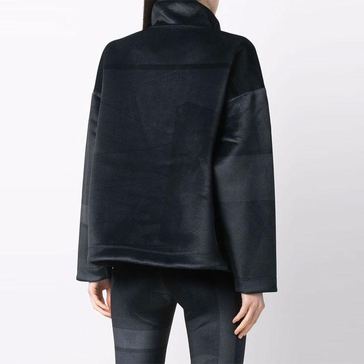 Y-3 Logo Print Solid Color Fleece Stand Collar Loose Sweater Women sweater Black HB3374