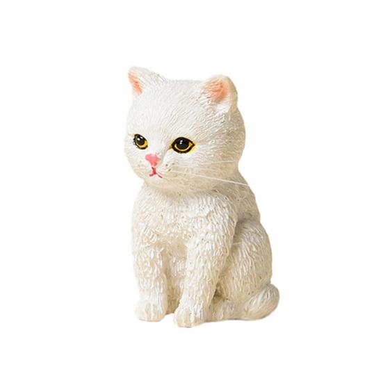 Cat Ornament Resin Statue Handmade Realistic Cat Figurine Home Office Desktop Living Room Decoration