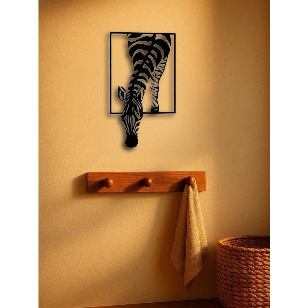 Modern Metal Zebra Wall Decor for Living Room Bedroom Office Indoor Outdoor Home Farmhouse Boho Chic Minimalist Wildlife Sculpture Unique Gift