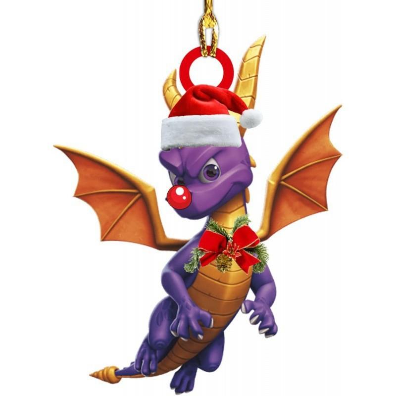 Festive Cartoon Style Acrylic Dragon Car Ornament For Vibrant Christmas Decor