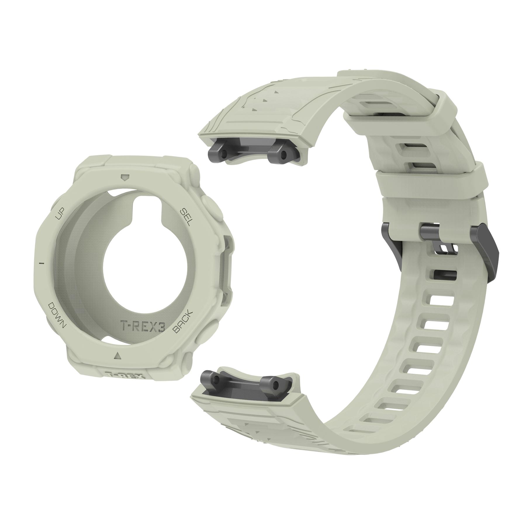 

Защитный чехол+ремешок для Huami Amazfit T-REX 3 Силиконовый ремешок для часов Защитная накладка Спортивный браслет для Amazfit T-Rex 3 серый