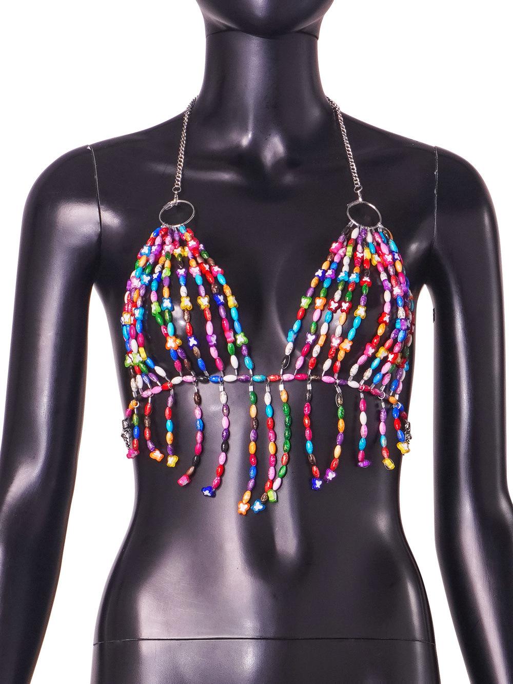 

Сексуальный темперамент Spice girl шея халтер летние цветные драгоценные камни грудь ювелирные изделия one size fits all разноцветный