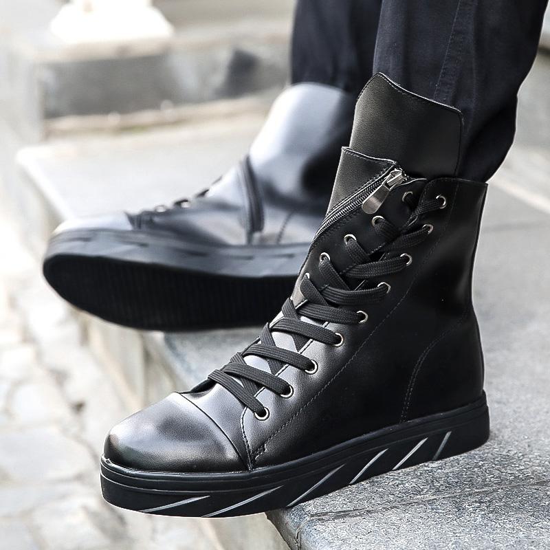 New Boots Men British Style White High Top Sneakers Shoes For Men Punk Ankle Boots Fashion  Motorcycle Boots Vulcanized Shoes
