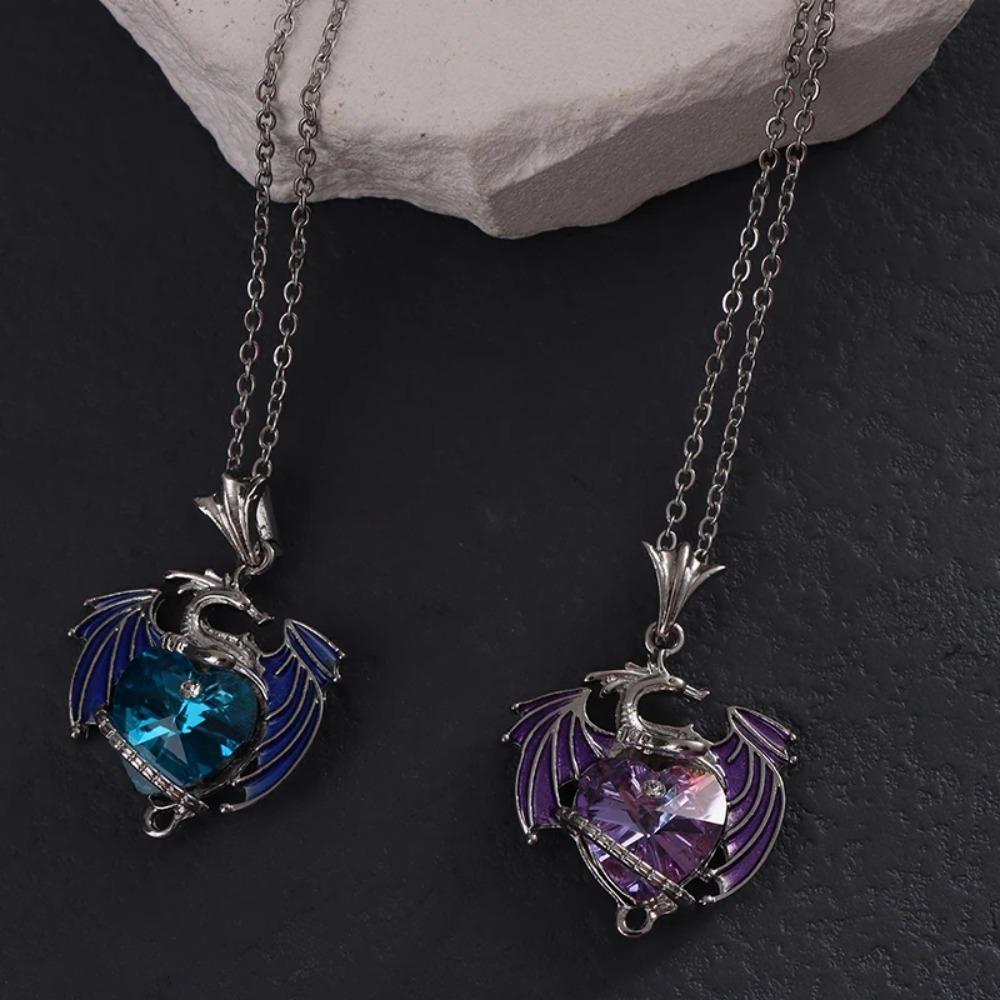 Exquisite Fashion Color Dragon Pendant Necklace For Women Blue Purple Dragon Necklace Cute Dragon Party Jewelry Gift