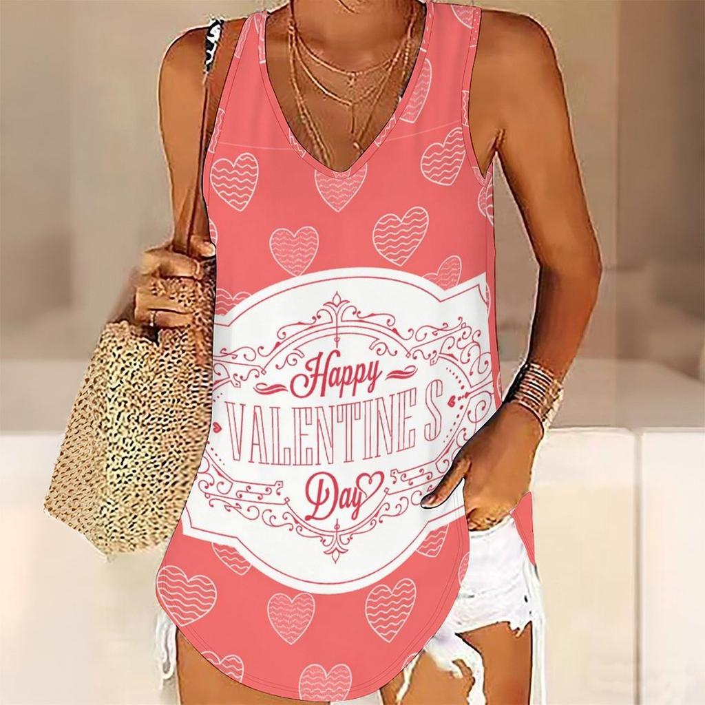 3D Heart-shaped Pattern Printed Tank Tops for Women Workout Yoga Gym Printed Summer Sport Shirts Plus Size Vests
