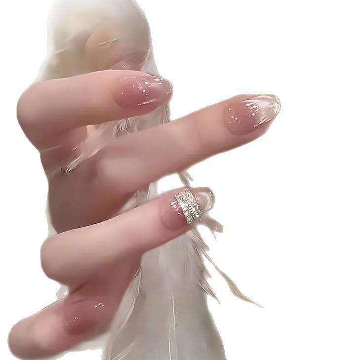 Ice Jade White Tea Nude Cat Eye Nail Art – Blush Brightening Ice Translucent Style, Pure Handmade