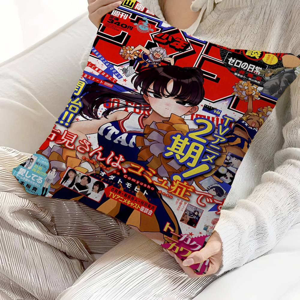 Anime Komi San Can't Communicate Pillow Gifts Home Office Furnishings Bedroom Sofa Car Cushion Cover Case 45x45cm