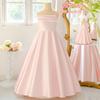 French Satin Girls' Formal Irregular Spaghetti Strap Dress - Elegant Puffy Princess Evening Gown