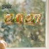 Storefront Holiday Decorations 2027 Gingerbread Christmas Static Window Clings Xmas New Year Decals with Winter Seasonal Glass Film Santa Snowman