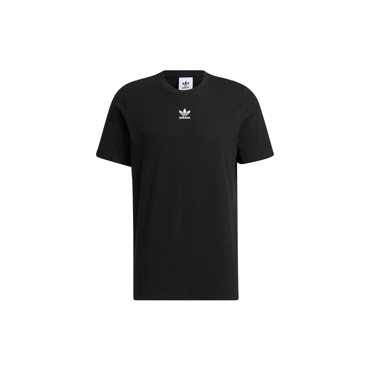 Men s adidas originals Ts Ss Tee Logo Printing Round Neck Sports Short Sleeve Black T-Shirt H46693 XS