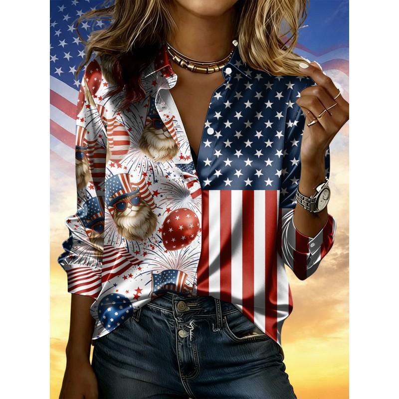 Vintage Contrast Stripe Satin Long Sleeve Shirt Loose Fit Casual Workwear Blouse Women