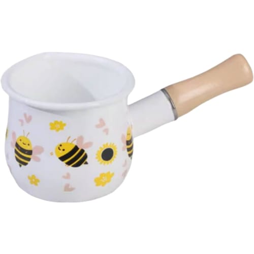 

Enamel Milk Pan, Induction Compatible, Small Saucepan, 400ml, Mini, Wooden Handle, Ceramic Cookware, Baby Food, Pot, Milk Pan, Induction Cooking, Dire