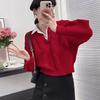 Korean Fake Two Piece Cable Knit Sweater Women Autumn Design Pullover Loose Slim Outerwear Top