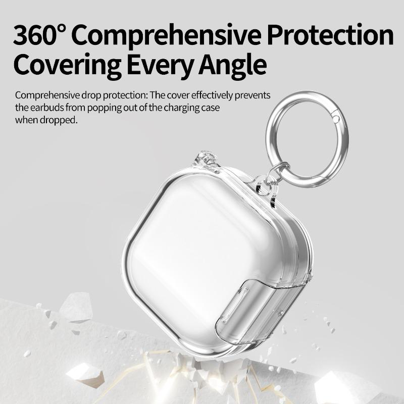 Transparent Candy Security Lock Cover for Samsung Galaxy Buds 4 4 Pro Shockproof Earphone Protective Case with Hidden Bracket