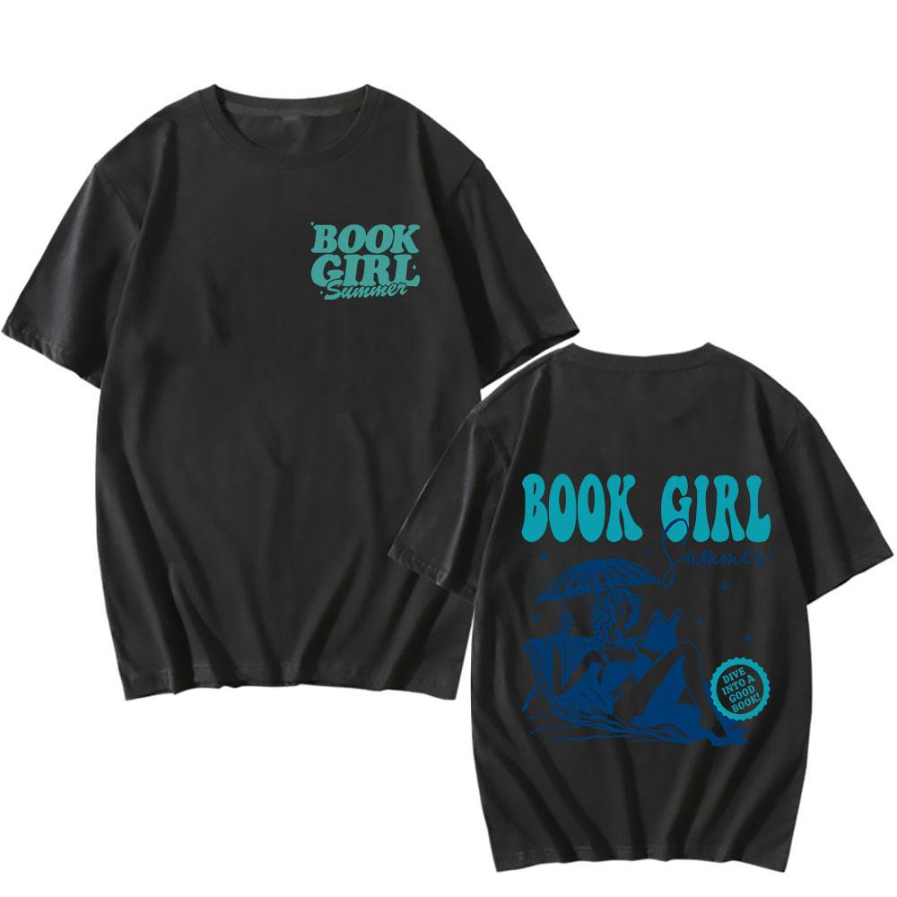 Book Girl Music Printing T-shirt Retro T-shirt Summer Cotton Short Sleeve Casual T-shirt High Quality Clothes for Women Men Tees