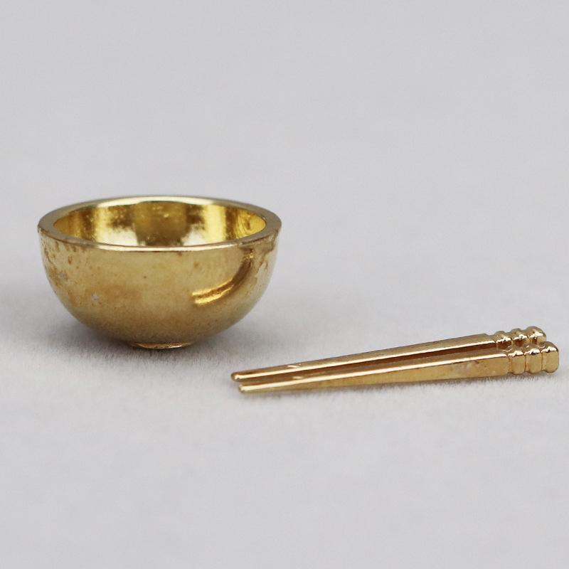 1Set Dollhouse Miniature Accessories Mini Metal Bowl Chopsticks Set Simulation Kitchen Tableware Model Toys