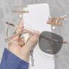 Women's Photochromic Anti-Blue Light Glasses: Prescription-Ready, Lightweight, Large Frame with Slimming Plain Lenses