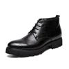 Autumn and Winter High-top Lace-up Black Leather Boots British Style Platform Dress Leather Shoes Korean Version Men's Pointed Martin Boots