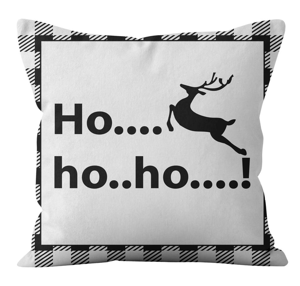 Merry Christmas Decoration Pillow Pillowcase Black White Plaid Cushion Cover Home Sofa Chair Short Plush Material