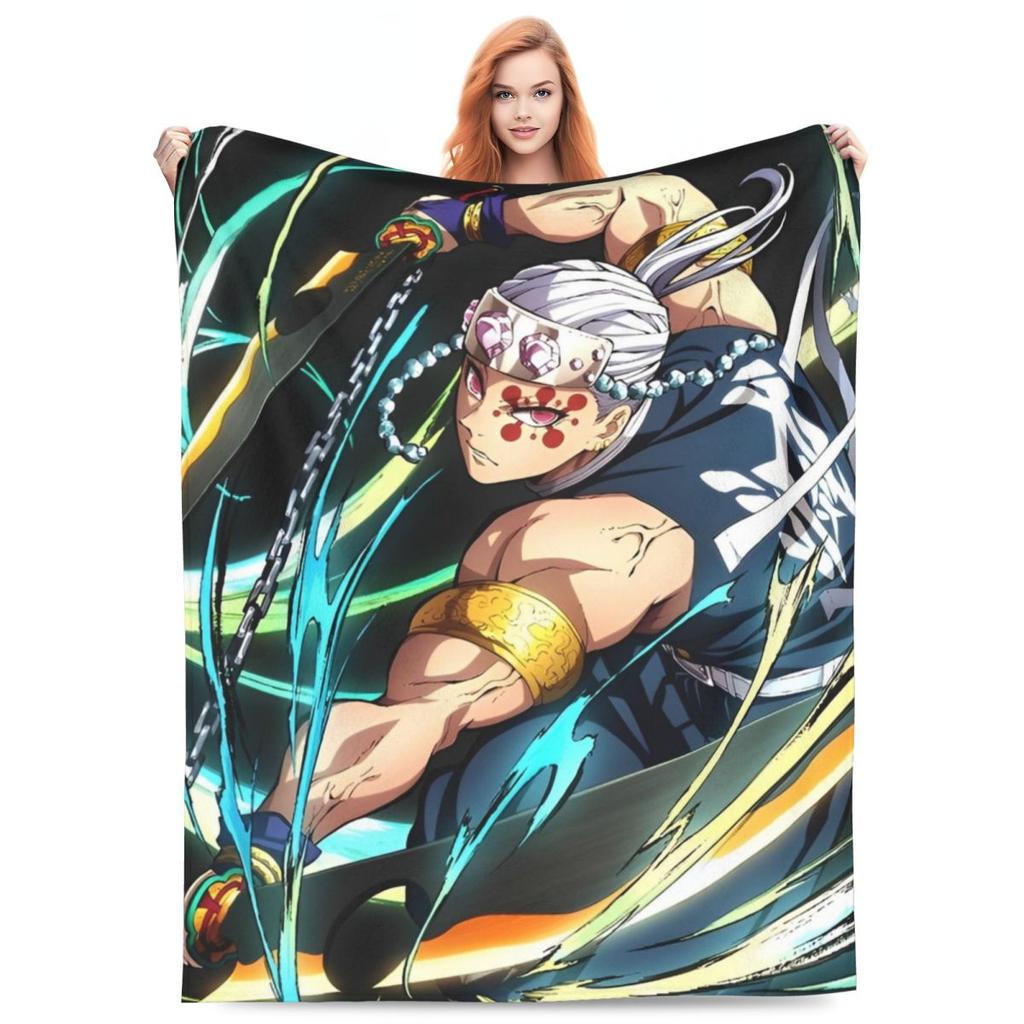 Zvukový pilíř Tengen Uzui Flanelová deka Anime Demon Slayer Vlastní přehoz na postel pohovku gauč 150*125cm Přikrývka