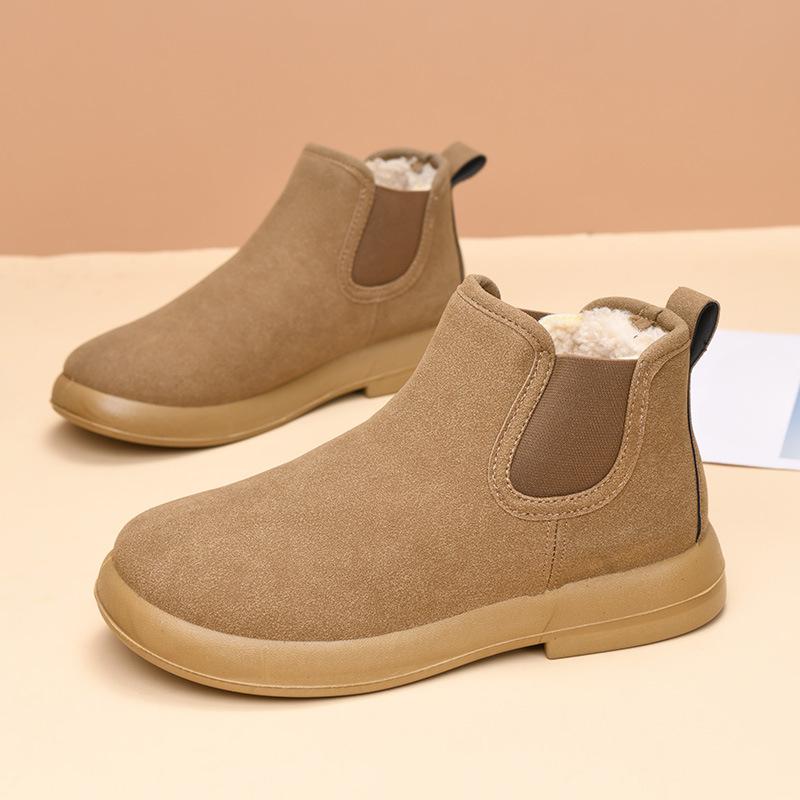 Fleece Cotton Shoes for Women, Warm Shoes, Flat, Comfortable and Versatile Ankle Boots, Anti-slip Snow Boots