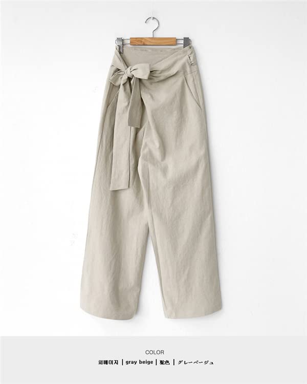 Casual Office Wide Leg Pants Army [JINJUDUO] Women's Pants, Lace-up, Plain, Casual, (L, Green)